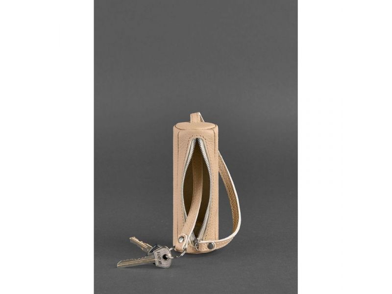 Женская кожаная женская ключница 3.0 Тубус светло-бежевая, фото 2