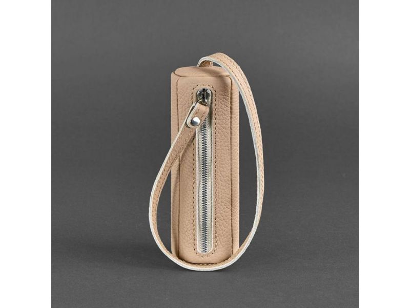 Женская кожаная женская ключница 3.0 Тубус светло-бежевая, фото 4