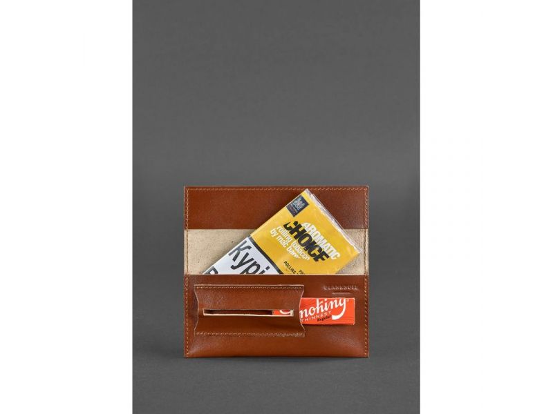 Кожаный кисет для табака 1.0 светло-коричневый Краст, фото 2
