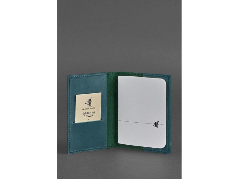 Кожаная обложка для паспорта и военного билета 1.2 зеленая, фото 2
