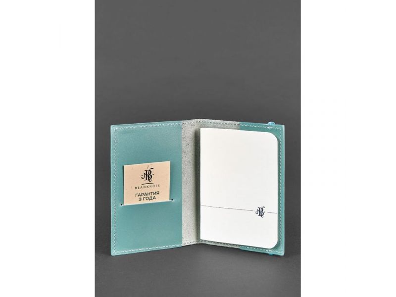 Кожаная обложка для паспорта 1.0 бирюзовая, фото 2