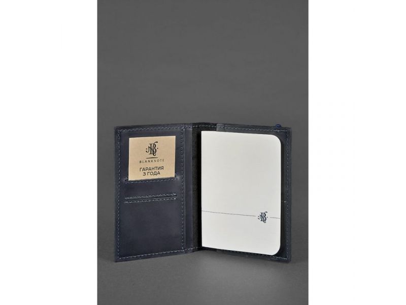 Кожаная обложка для паспорта 2.0 синяя, фото 2