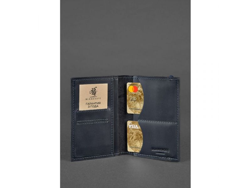 Кожаная обложка для паспорта 2.0 синяя, фото 3