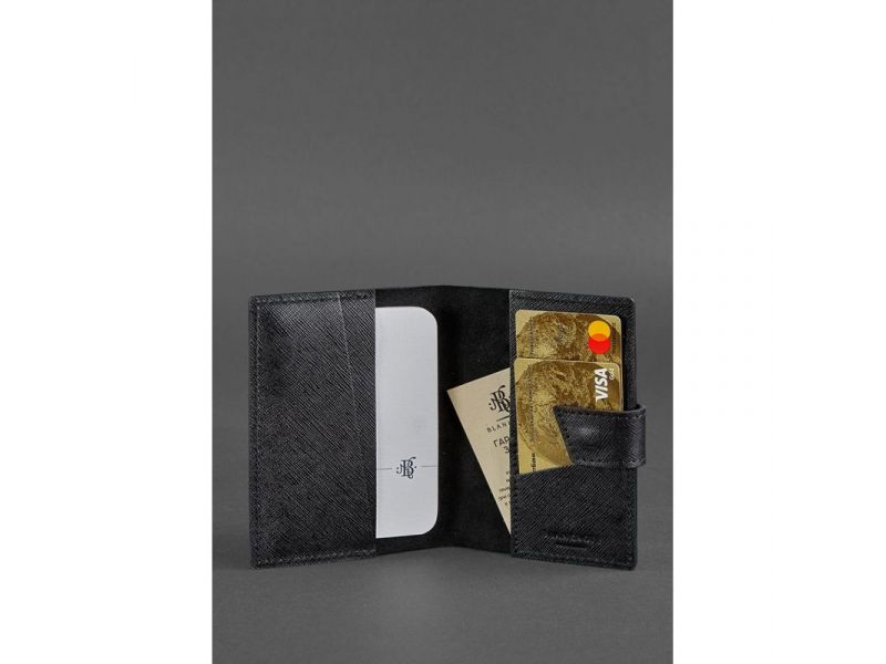 Кожаная обложка для паспорта 4.0 черная Blackwood, фото 2