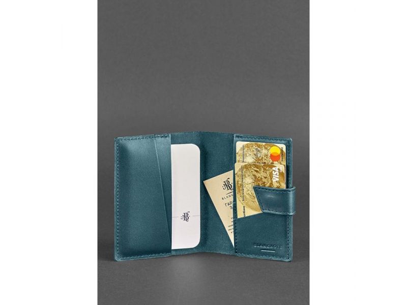 Кожаная обложка для паспорта 4.0 зеленая, фото 2