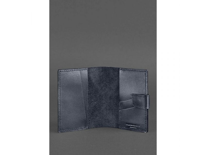 Кожаная обложка для паспорта 4.0 темно-синяя, фото 3