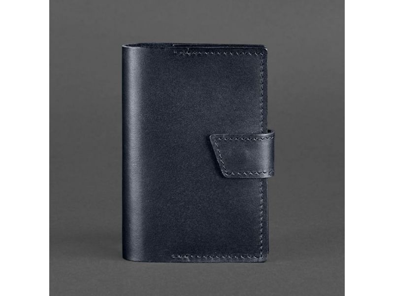 Кожаная обложка для паспорта 4.0 темно-синяя, фото 5