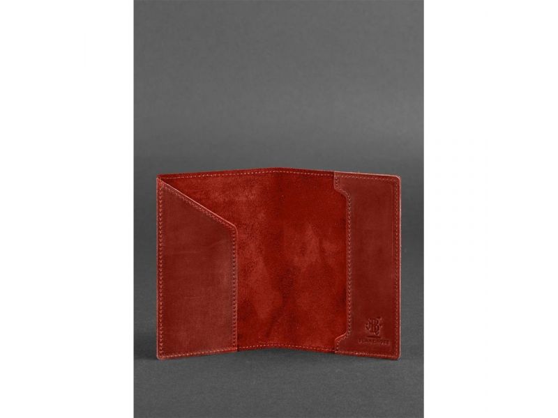 Кожаная обложка для паспорта коралловая с американским гербом, фото 3