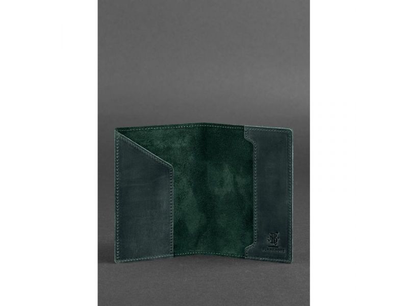 Кожаная обложка для паспорта с американским гербом зеленая, фото 3