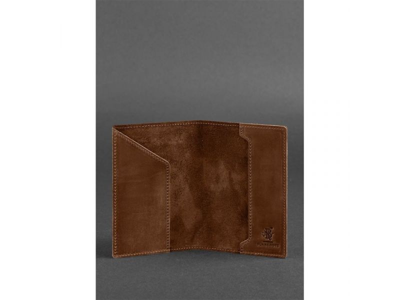 Кожаная обложка для паспорта с американским гербом светло-коричневая, фото 3