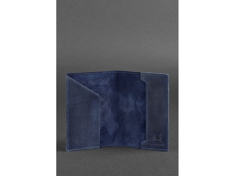 Кожаная обложка для паспорта с американским гербом синяя, фото 3