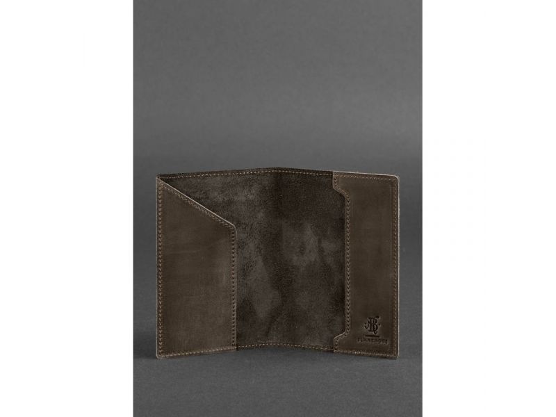 Кожаная обложка для паспорта с американским гербом темно-коричневая, фото 3