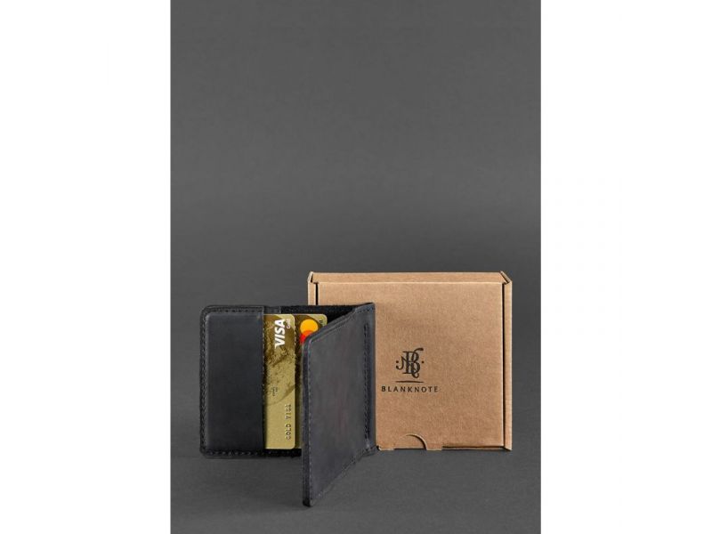 Мужское кожаное портмоне черное 1.0 зажим для денег Crazy Horse, фото 3