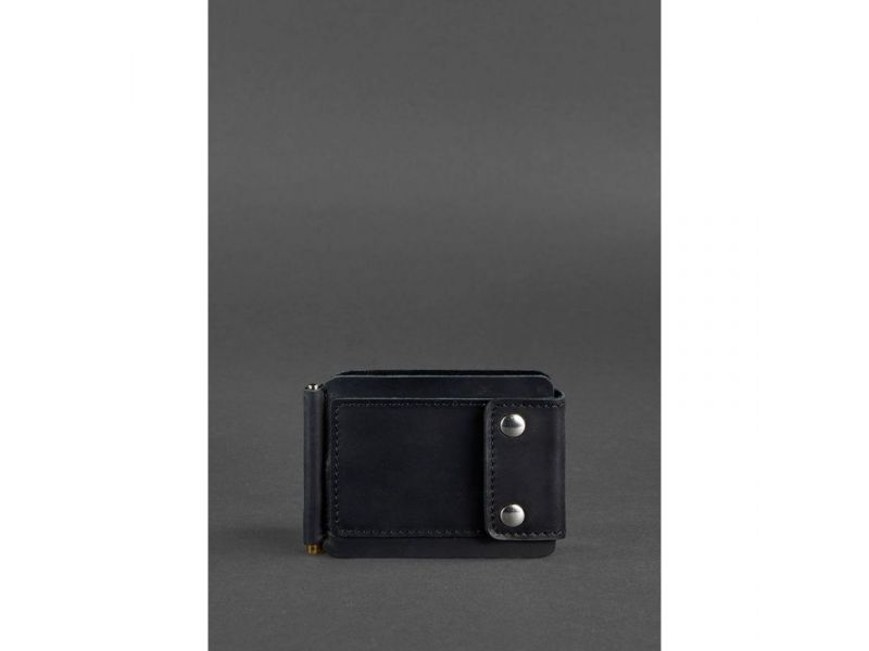 Мужское кожаное портмоне черное 10.0 зажим для денег Crazy Horse, фото 1