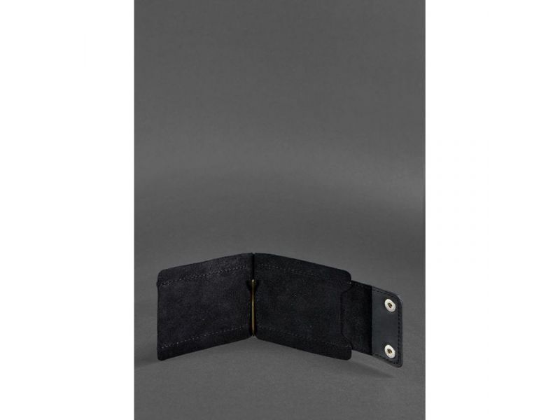 Мужское кожаное портмоне черное 10.0 зажим для денег Crazy Horse, фото 3