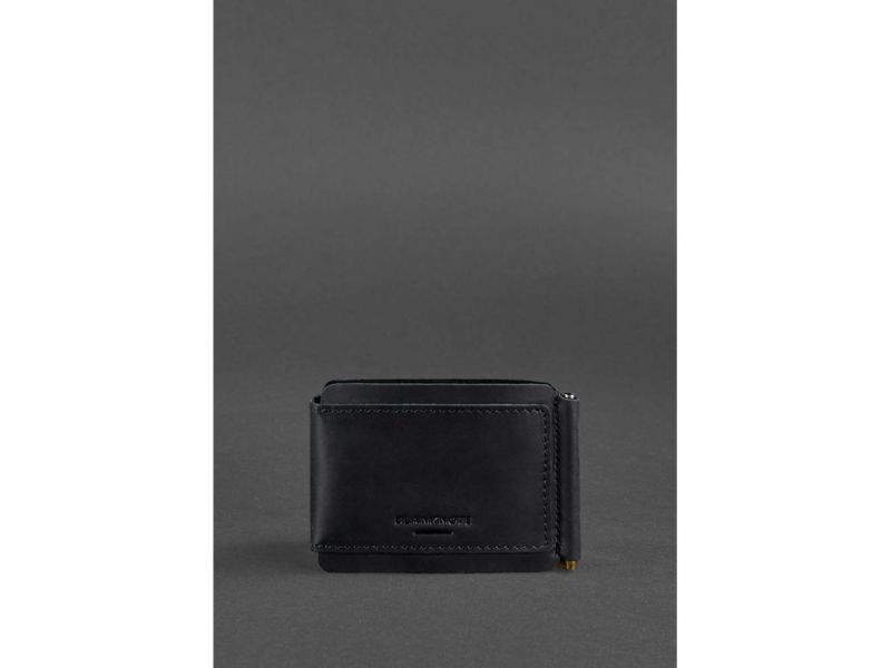 Мужское кожаное портмоне черное 10.0 зажим для денег Crazy Horse, фото 6