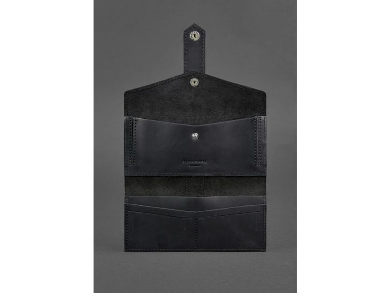 Кожаное портмоне 3.0 черное Crazy Horse, фото 4