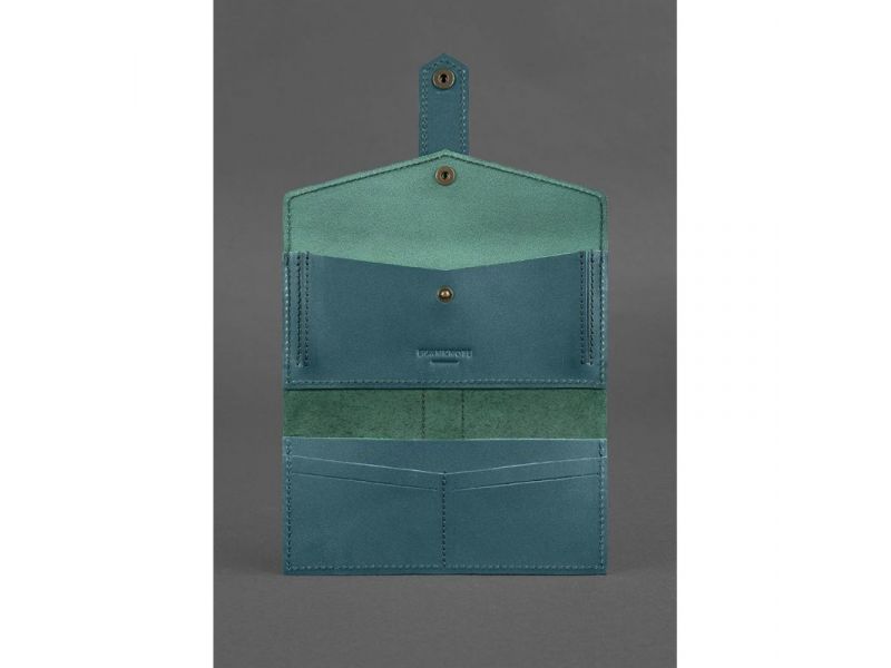 Кожаное женское портмоне 3.0 зеленое Краст, фото 3