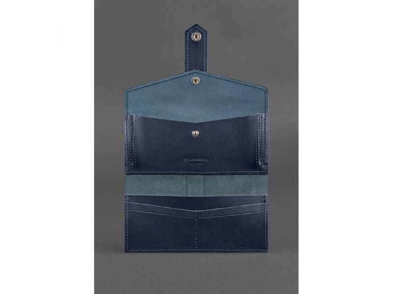 Кожаное портмоне 3.0 темно-синее, фото 3