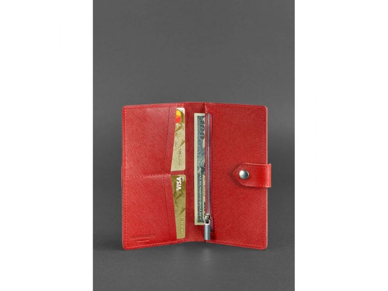 Кожаное портмоне 3.1 красное Saffiano, фото 2