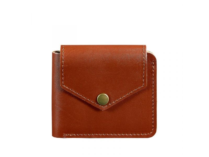 Кожаное портмоне 4.2 на кнопке светло-коричневое, фото 6