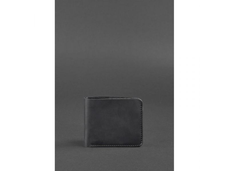 Мужское кожаное портмоне 4.1 (4 кармана) черное Crazy Horse, фото 1