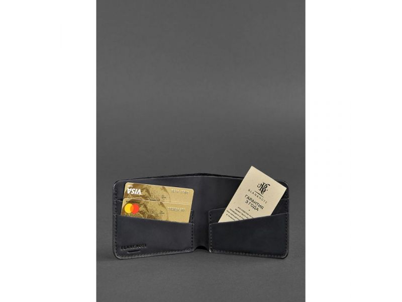 Мужское кожаное портмоне 4.1 (4 кармана) черное Crazy Horse, фото 2