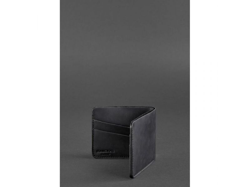 Мужское кожаное портмоне 4.1 (4 кармана) черное Crazy Horse, фото 4