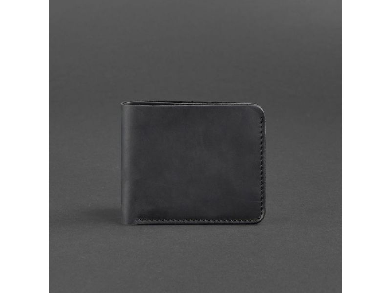 Мужское кожаное портмоне 4.1 (4 кармана) черное Crazy Horse, фото 5