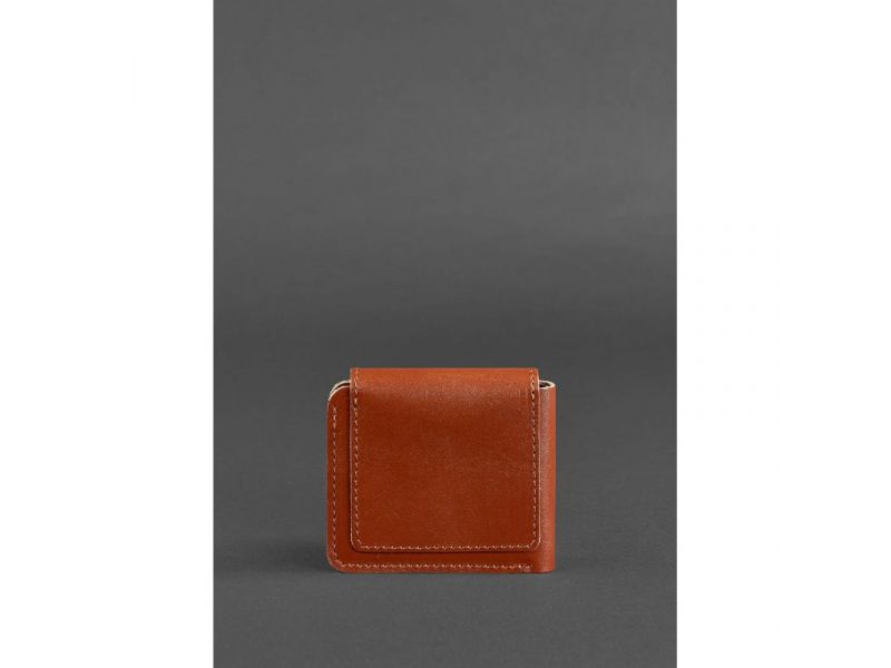 Кожаное портмоне 4.2 на кнопке светло-коричневое, фото 4