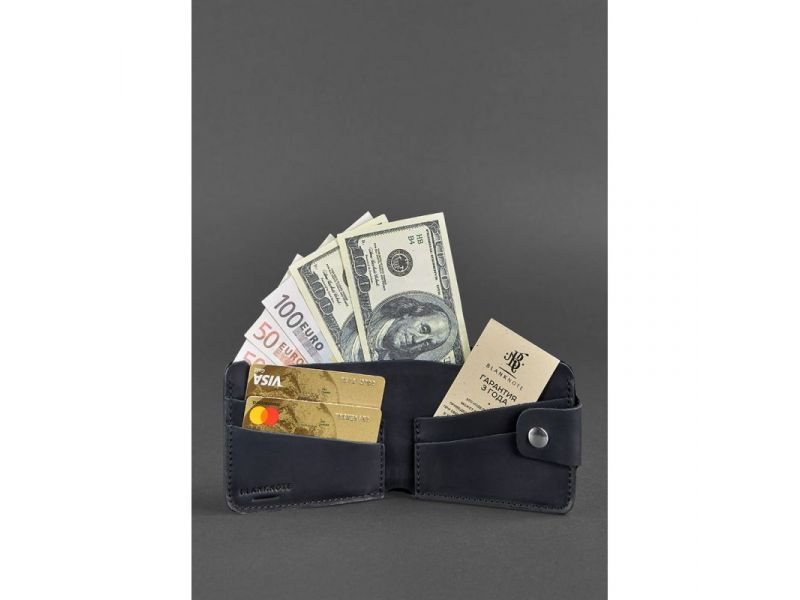 Кожаное портмоне 4.3 черное Crazy Horse, фото 2