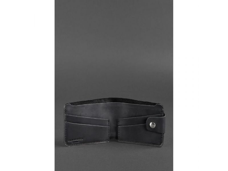 Кожаное портмоне 4.3 черное Crazy Horse, фото 3