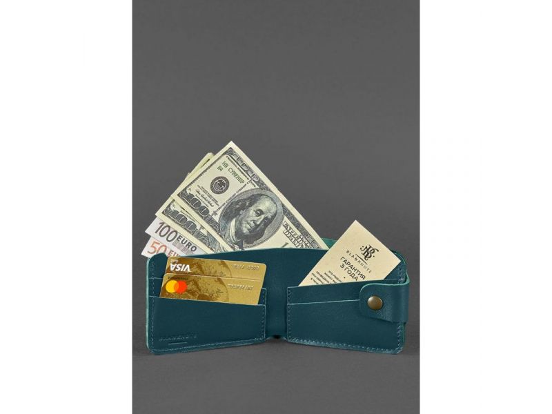 Кожаное портмоне 4.3 зеленое, фото 2