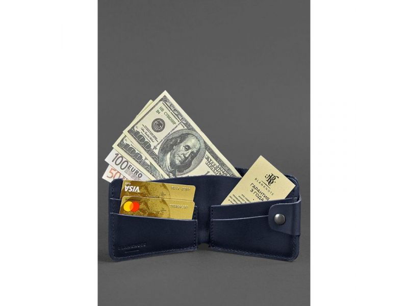 Кожаное портмоне 4.3 темно-синее, фото 2