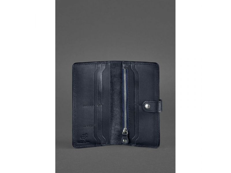 Кожаное портмоне 7.0 темно-синее, фото 3