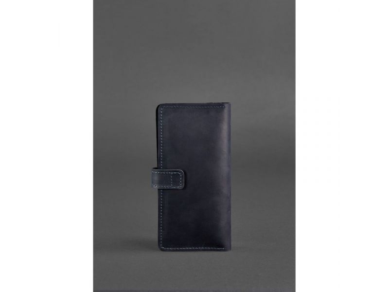 Кожаное портмоне 7.0 синее Crazy Horse, фото 4