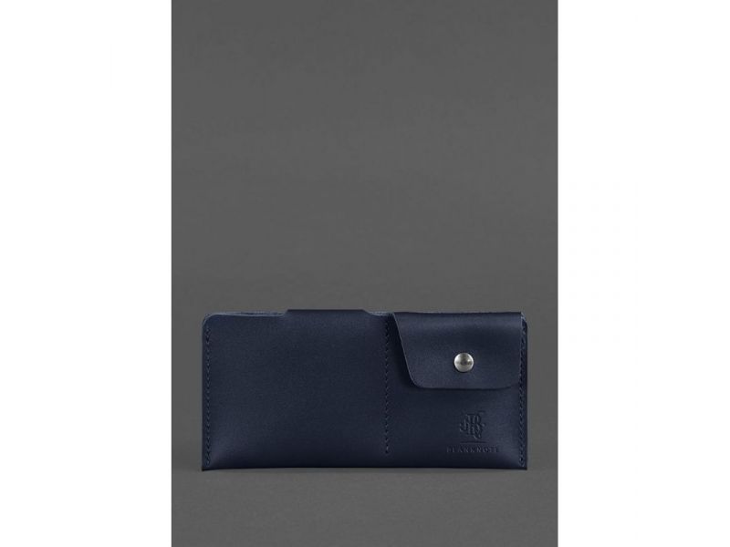 Кожаное портмоне-купюрник 8.0 темно-синее, фото 3