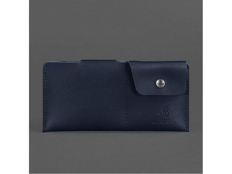 Кожаное портмоне-купюрник 8.0 темно-синее, фото 4