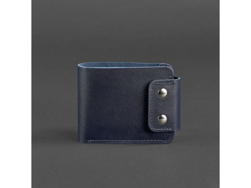 Мужское кожаное портмоне Zeus 9.0 темно-синее, фото 4