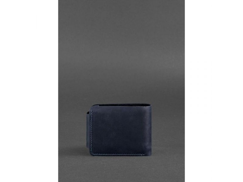 Мужское кожаное портмоне Zeus 9.0 синее Crazy Horse, фото 3