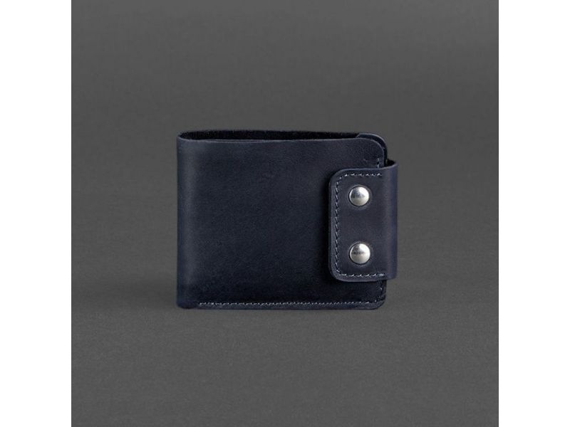 Мужское кожаное портмоне Zeus 9.0 синее Crazy Horse, фото 4