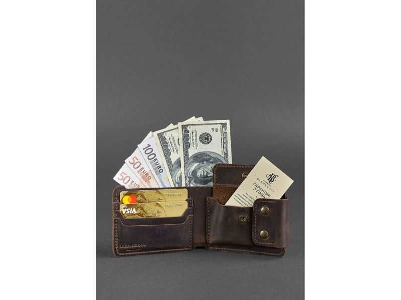 Мужское кожаное портмоне Zeus 9.0 темно-коричневое, фото 2