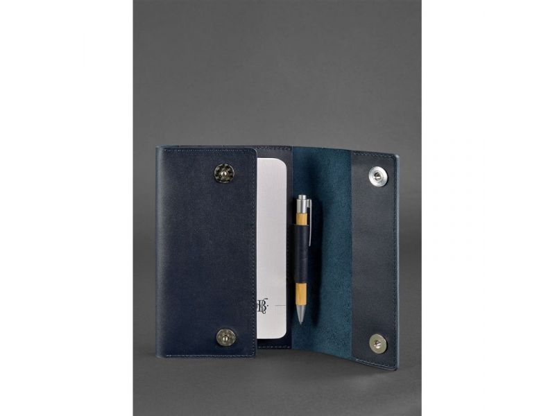 Кожаный блокнот (Софт-бук) 5.0 темно-синий, фото 4