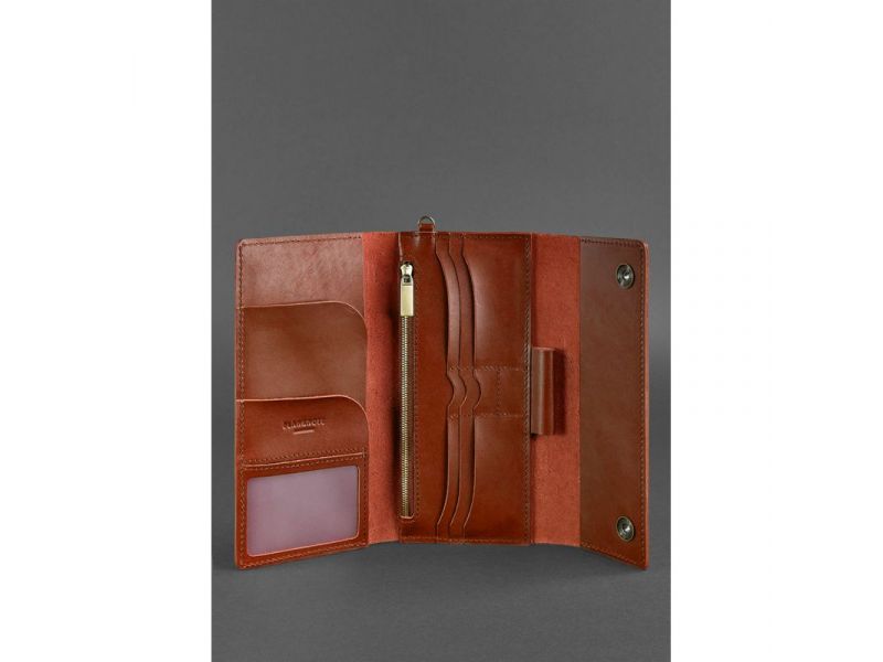 Кожаный клатч-органайзер (Тревел-кейс) 5.0 светло-коричневый, фото 4