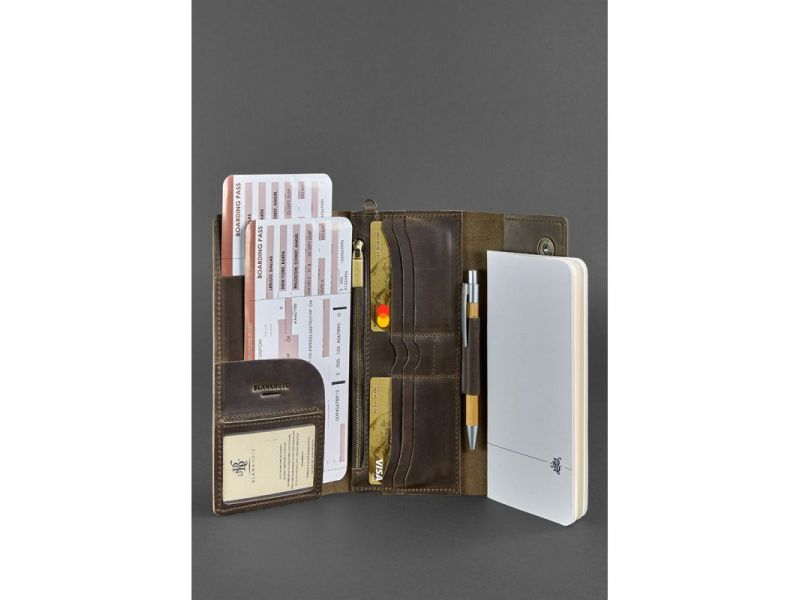 Кожаный клатч-органайзер (Тревел-кейс) 5.0 темно-коричневый, фото 2