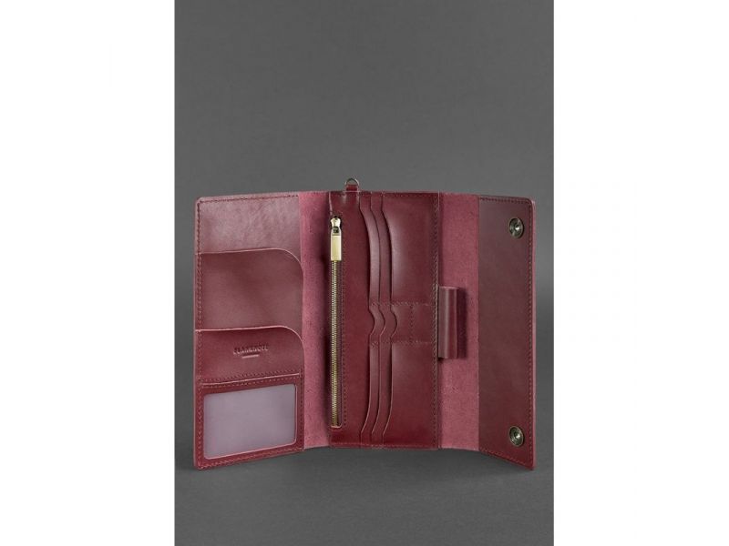 Кожаный клатч-органайзер (Тревел-кейс) 5.0 бордовый, фото 4