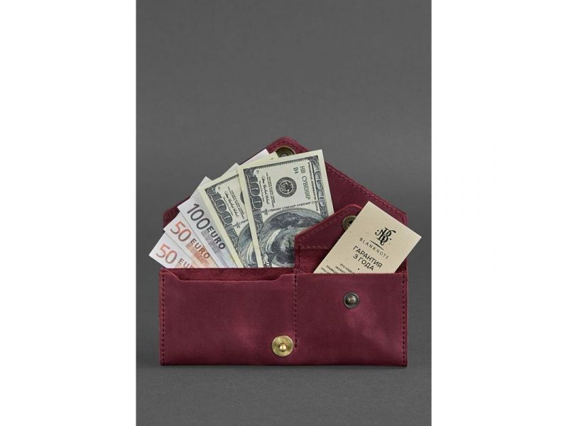 Женский кожаный кошелек Керри 1.0 бордовый Crazy Horse, фото 2