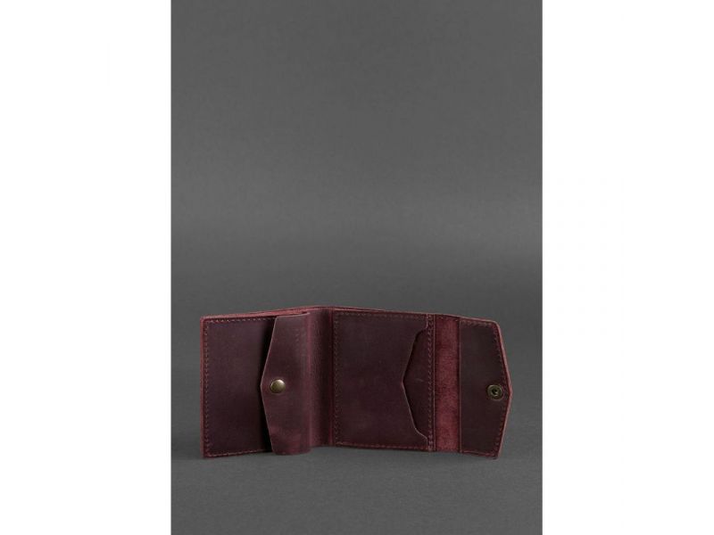 Женский кожаный кошелек 2.1 бордовый Crazy Horse, фото 4