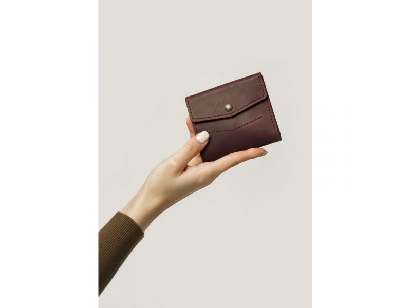 Женский кожаный кошелек 2.1 бордовый Crazy Horse, фото 1