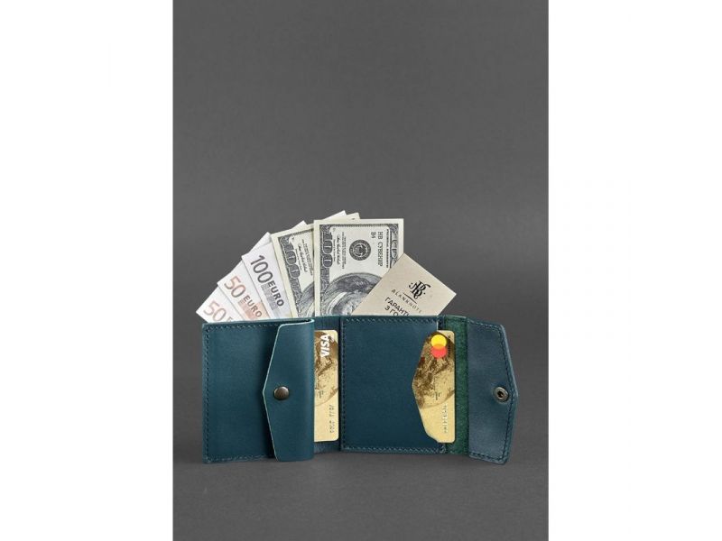 Женский кожаный кошелек 2.1 зеленый, фото 2